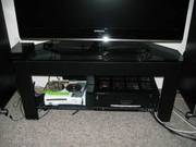 TV Stand (Black/Brown Wood and Glass)