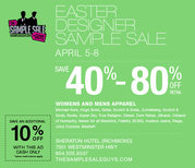 Easter Designer Sample Sale,  Up To 80% Off
