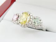 Three Stone Fancy Color Ring Style#4304 (Engagement ring vancouver)